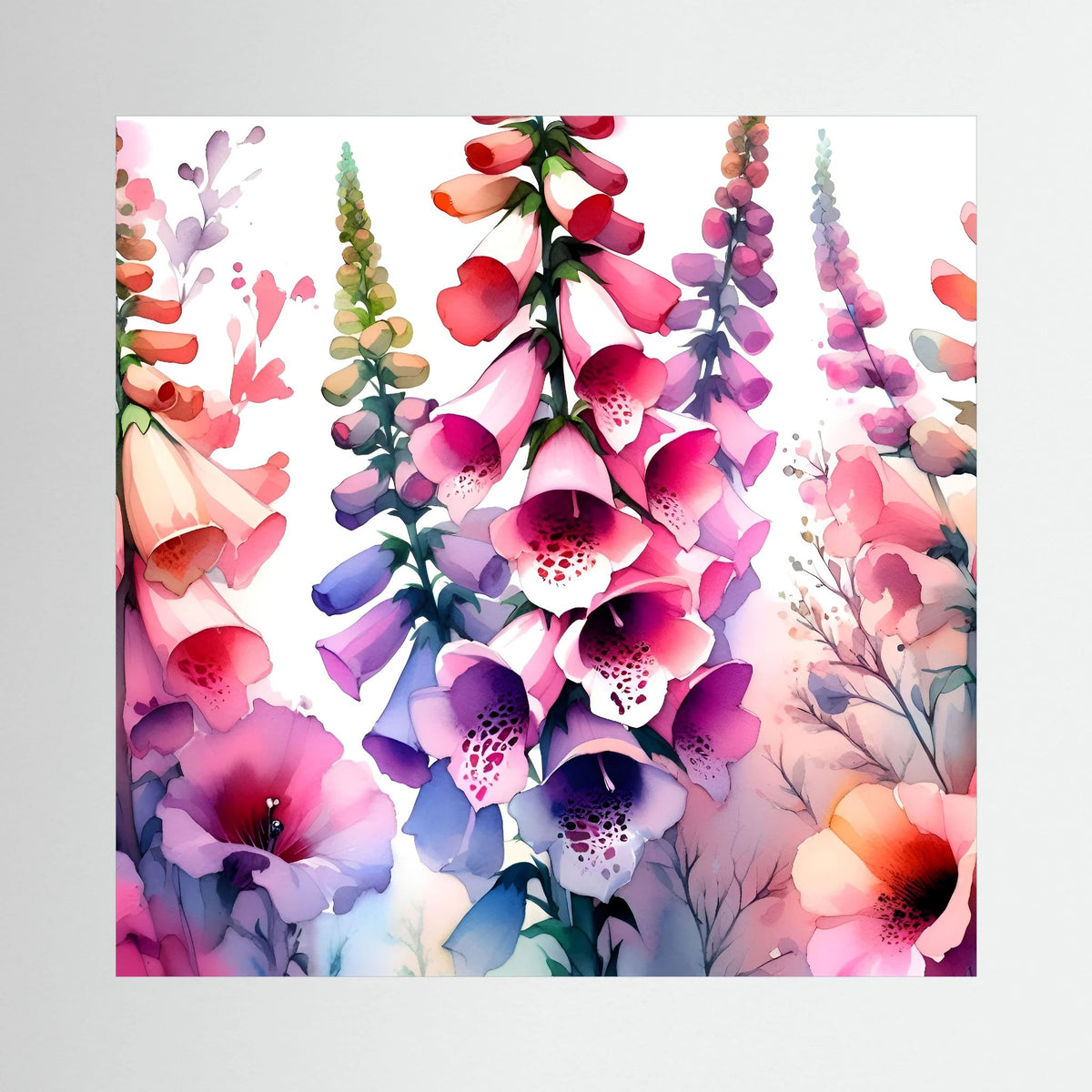 Watercolour Foxgloves Canvas