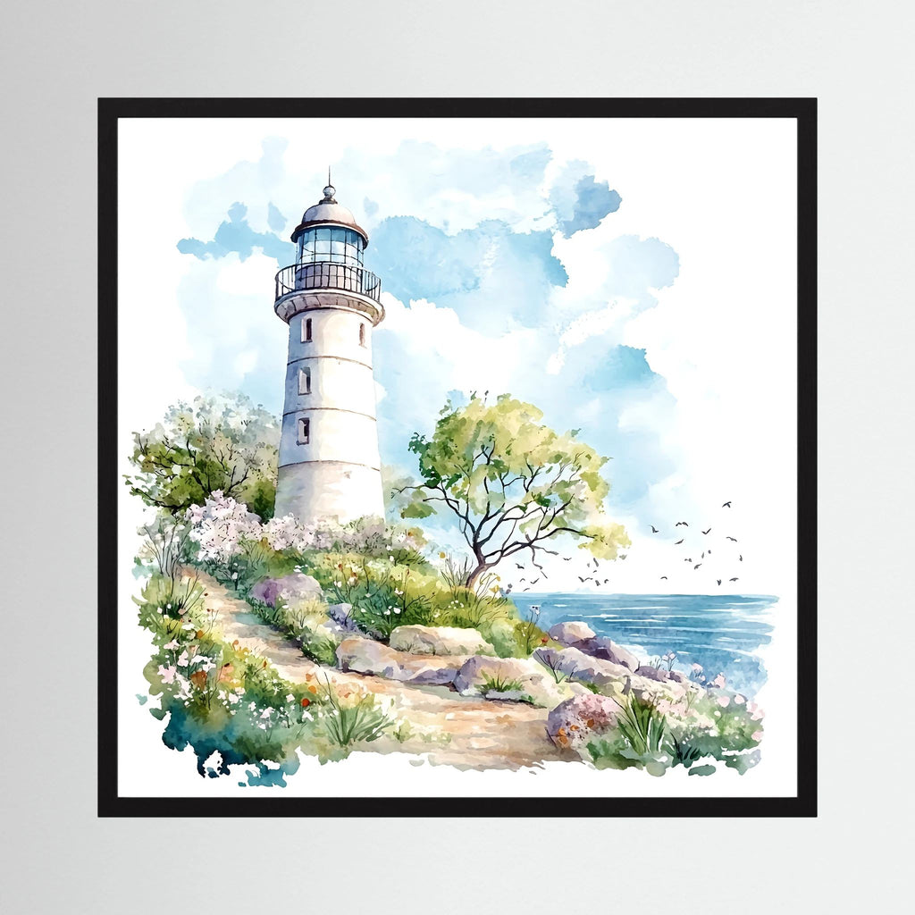 Springtime Watercolour Lighthouse Print