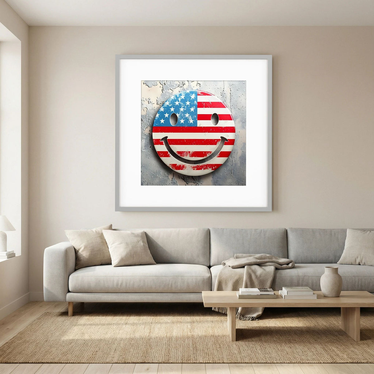 American Flag Smiley Face Print