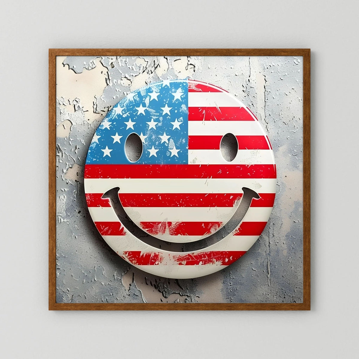 American Flag Smiley Face Print