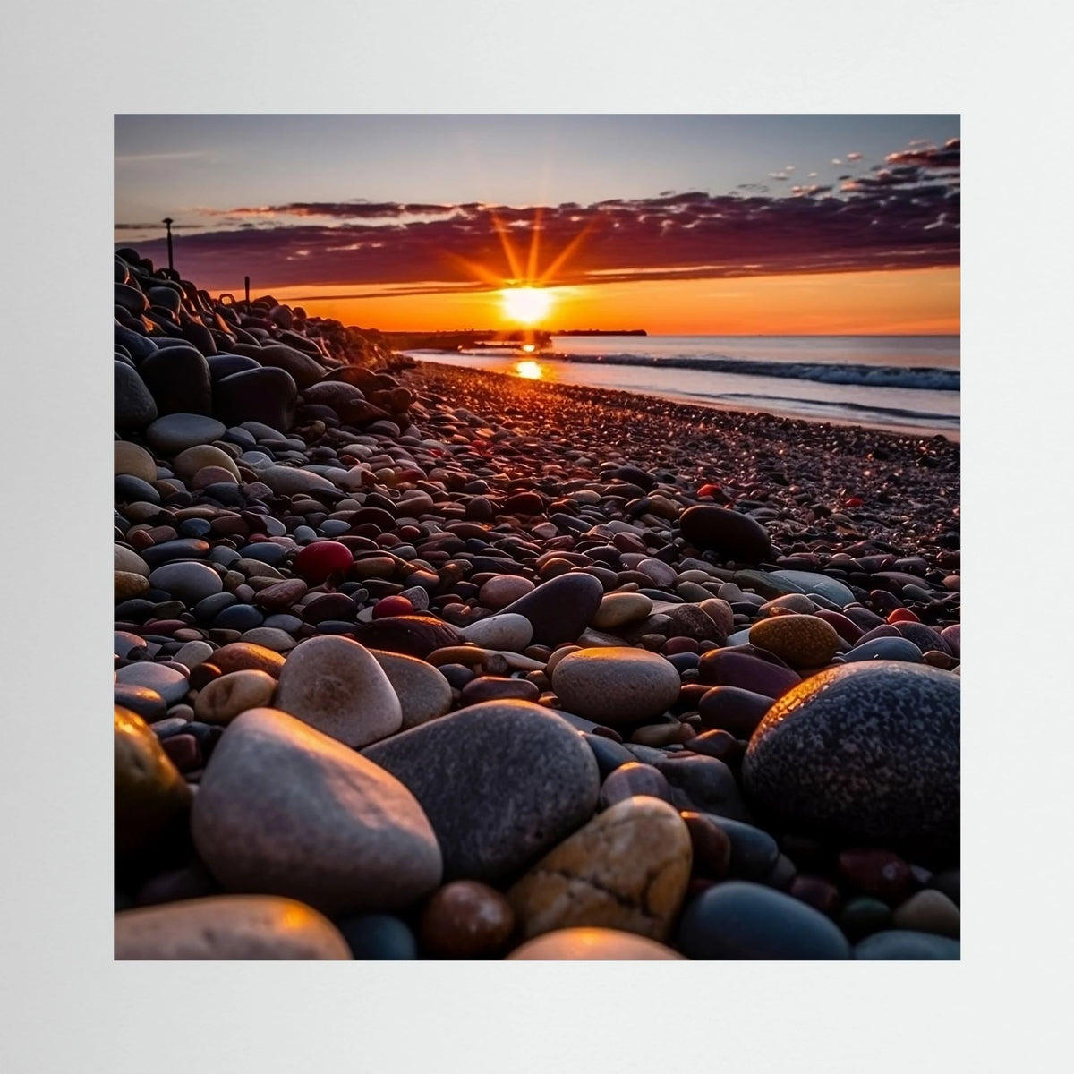 Rocky Beach Sunset Canvas