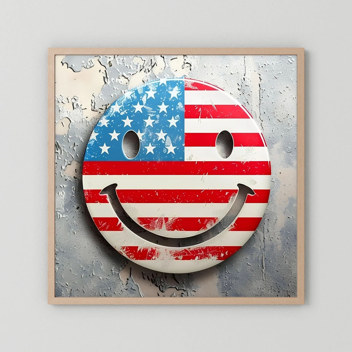 American Flag Smiley Face Print