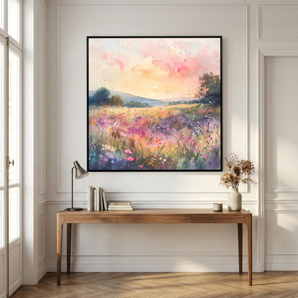 Pastel Pink Watercolour Landscape Canvas