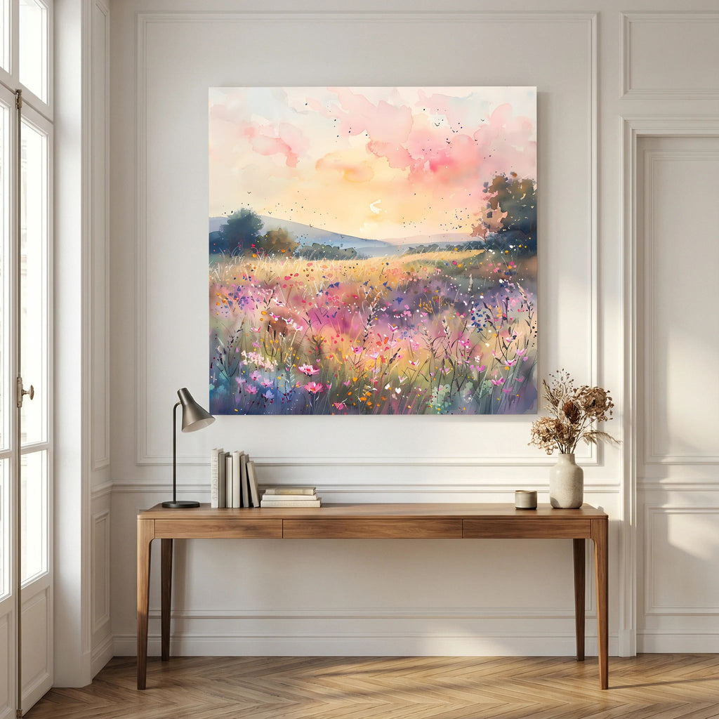 Pastel Pink Watercolour Landscape Canvas