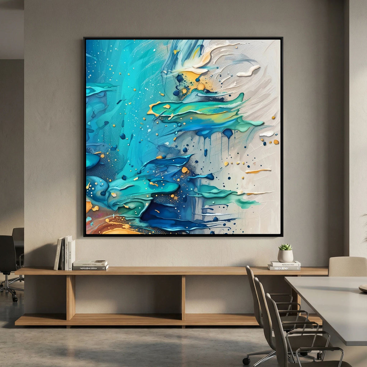 Yellow & Blue Paint Vibrant Canvas