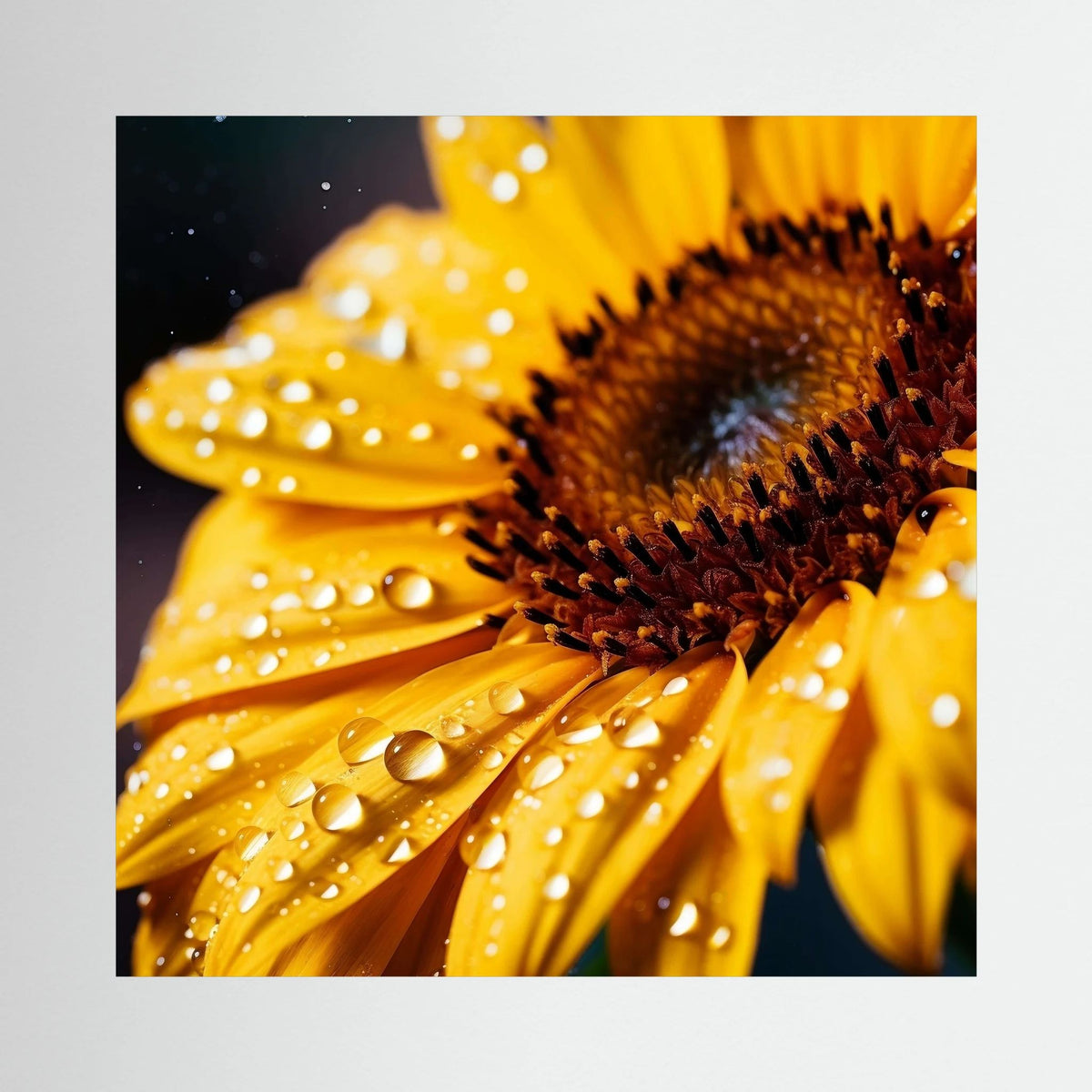 Sunflower with Water Droplets Canvas
