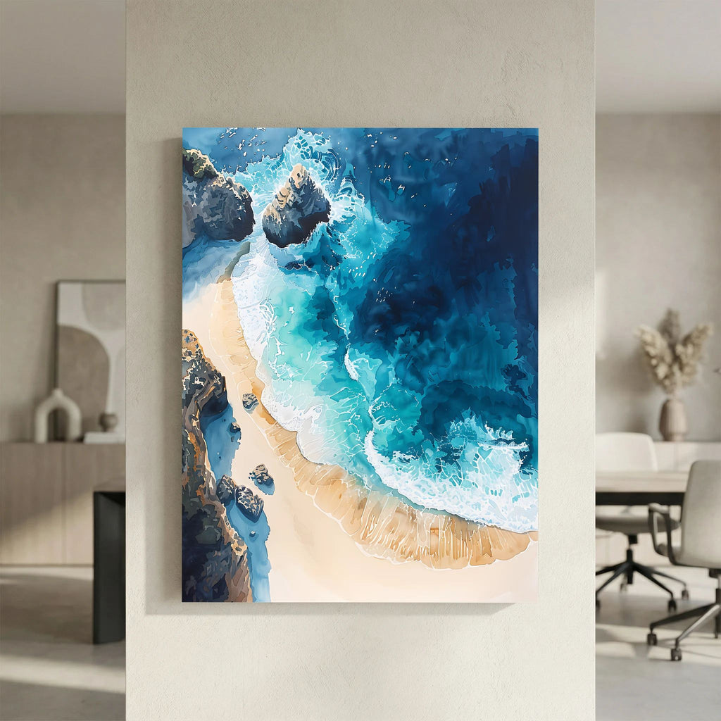 Overhead Beach Scene Canvas