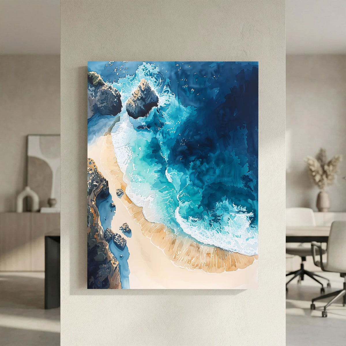 Overhead Beach Scene Canvas
