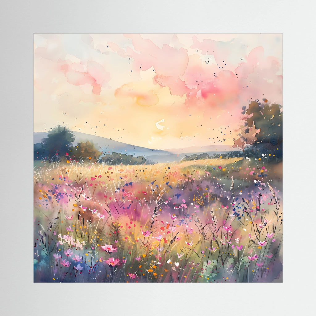 Pastel Pink Watercolour Landscape Canvas