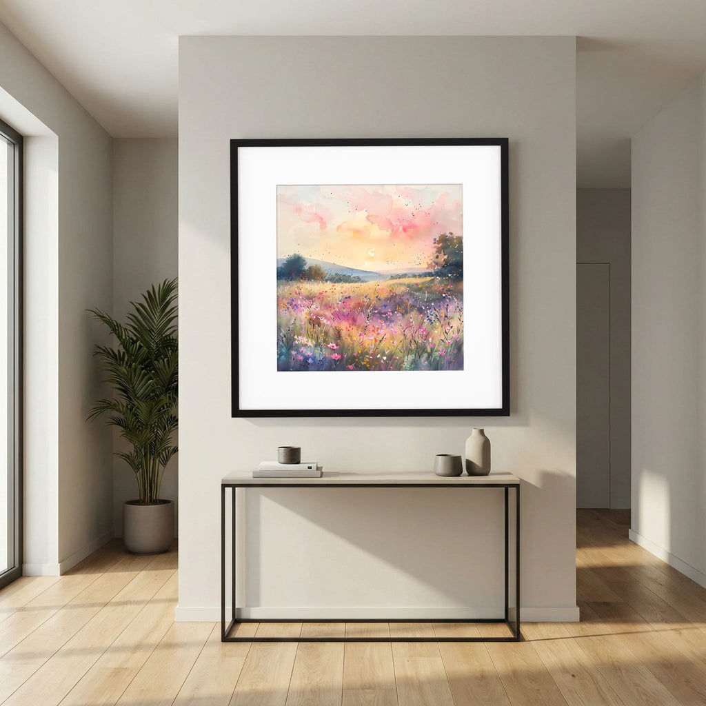 Pastel Pink Watercolour Landscape Print