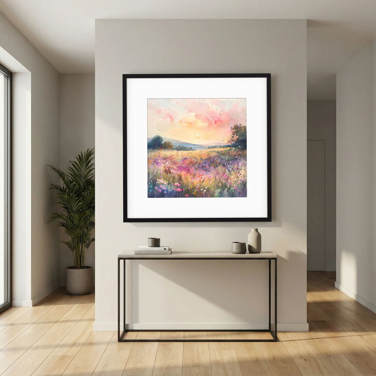 Pastel Pink Watercolour Landscape Print