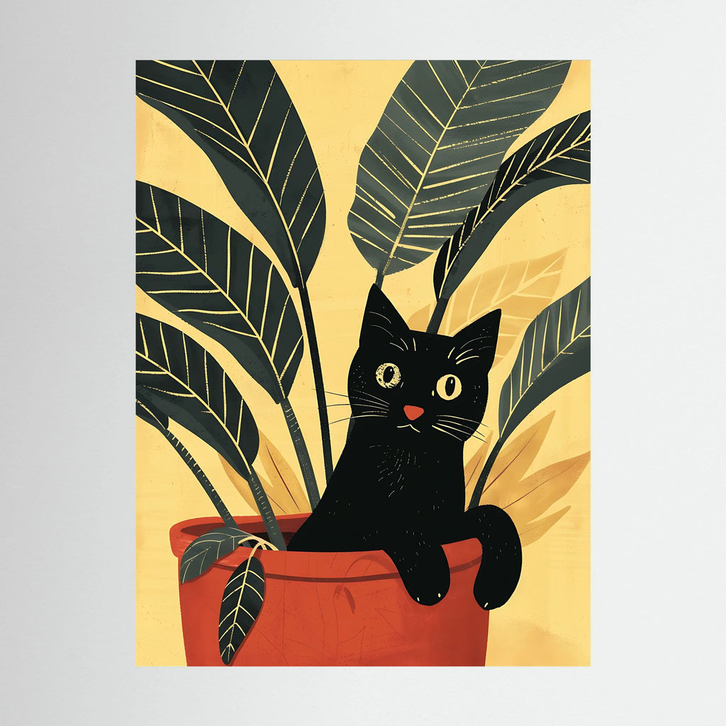 Black Cat in a plant Pot 1 Canvas
