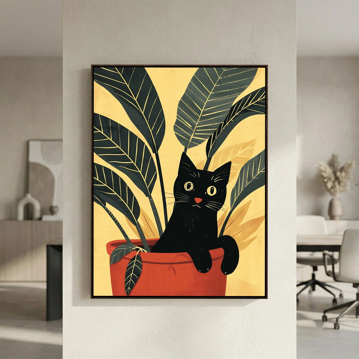Black Cat in a plant Pot 1 Canvas
