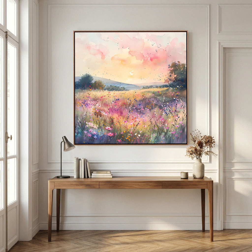 Pastel Pink Watercolour Landscape Canvas