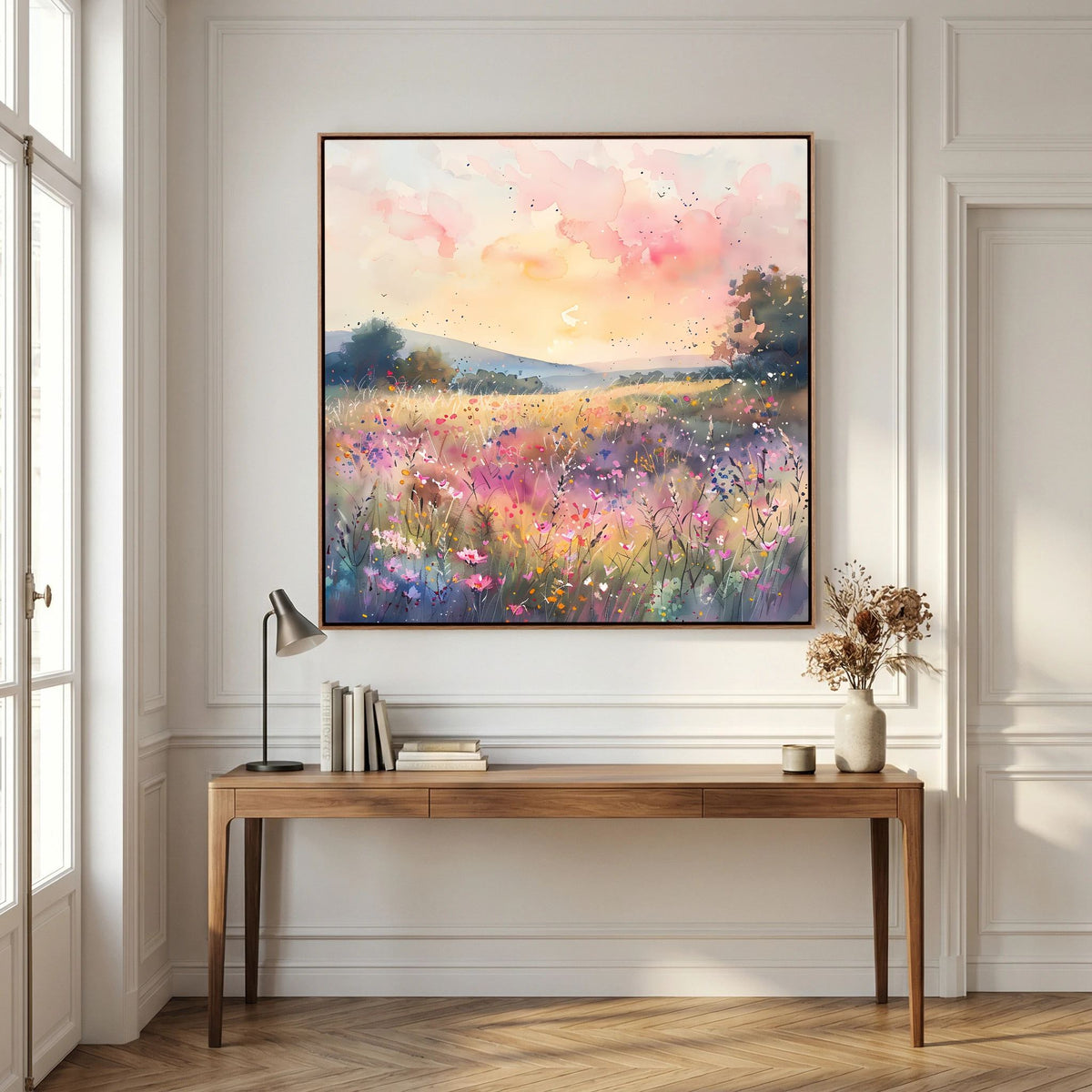 Pastel Pink Watercolour Landscape Canvas