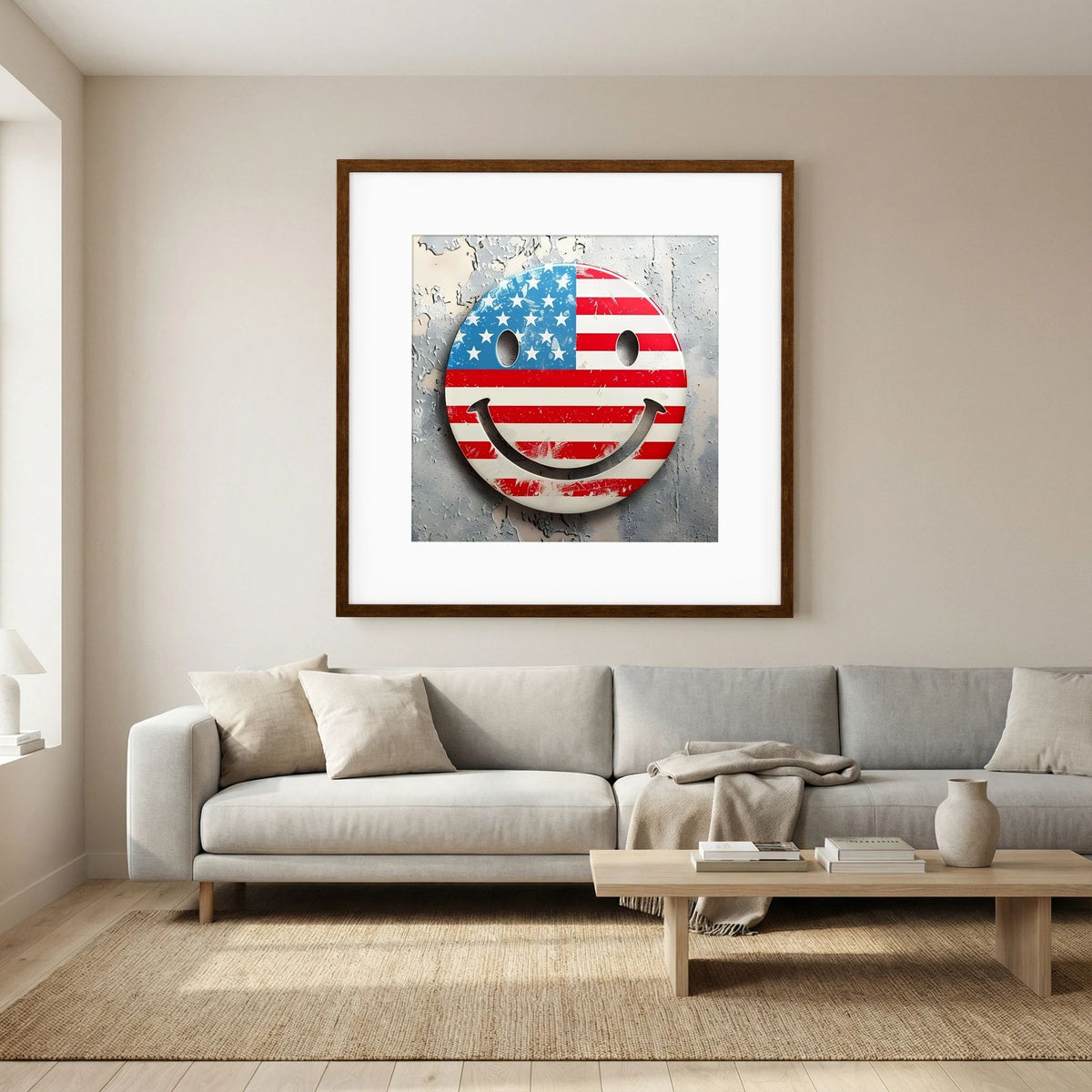 American Flag Smiley Face Print