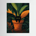 Black Cat in a plant Pot 2 Canvas