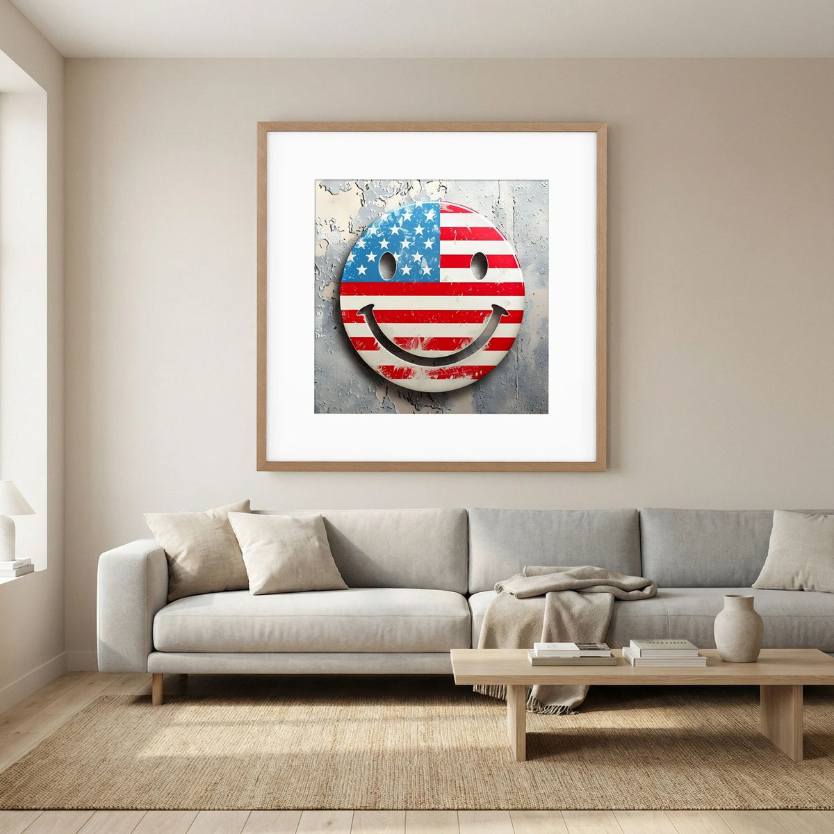 American Flag Smiley Face Print
