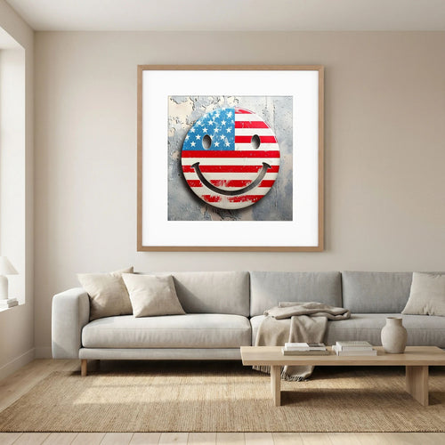 American Flag Smiley Face Print