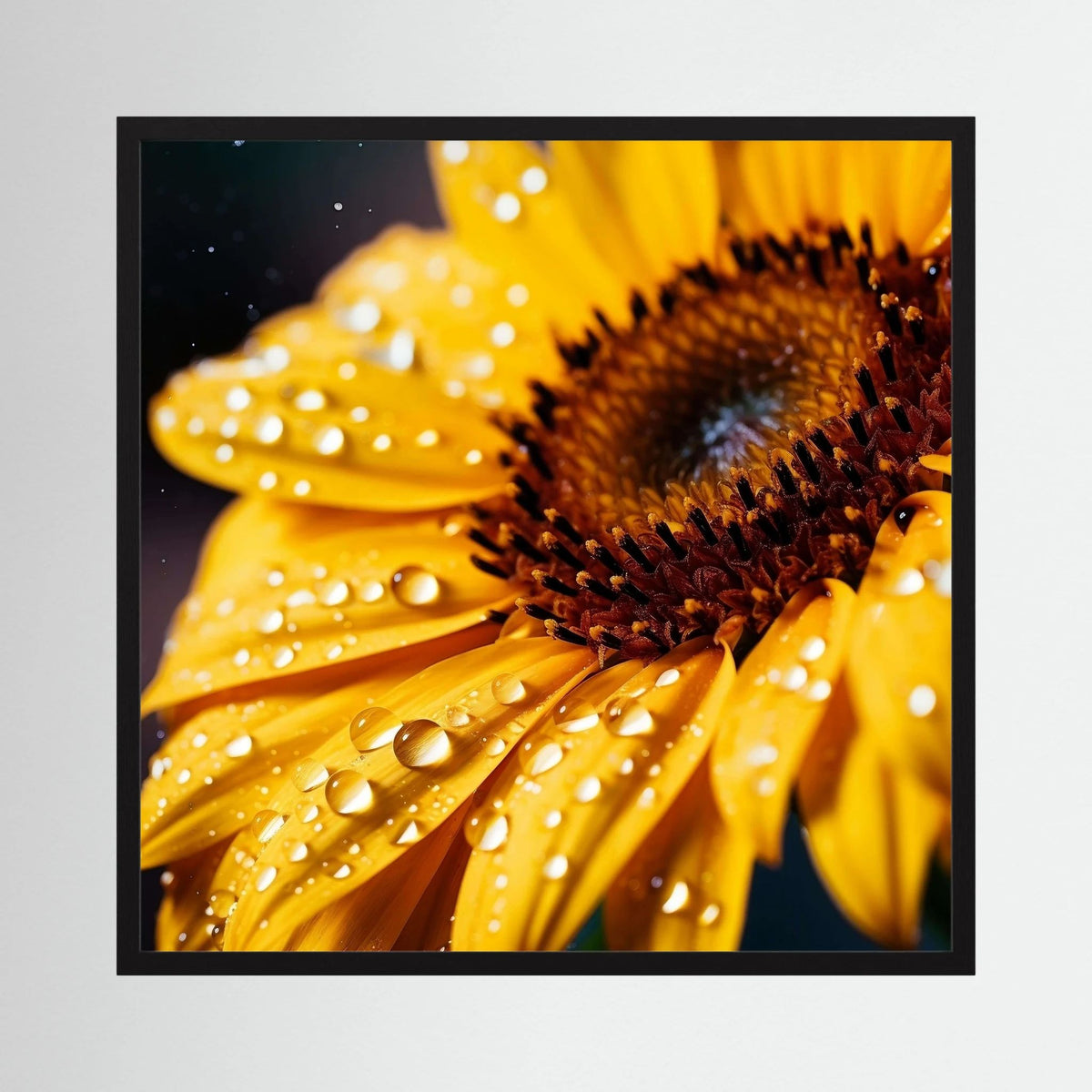 Sunflower with Water Droplets Print