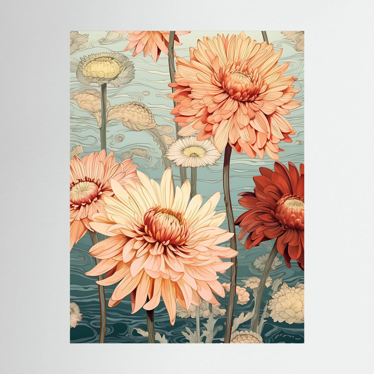 Vintage Chrysanthemum Canvas