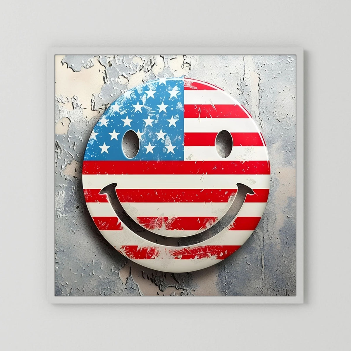 American Flag Smiley Face Print
