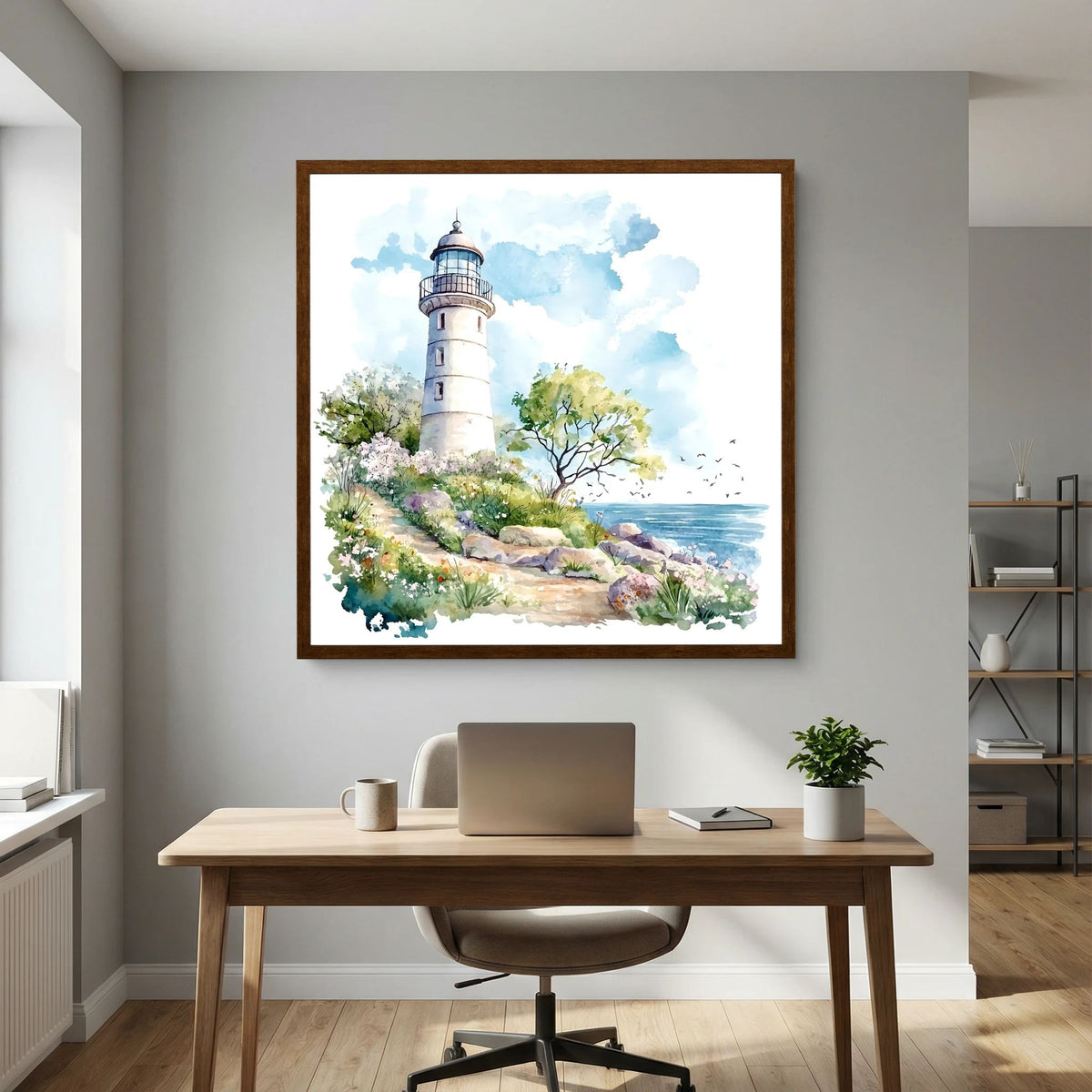 Springtime Watercolour Lighthouse Print