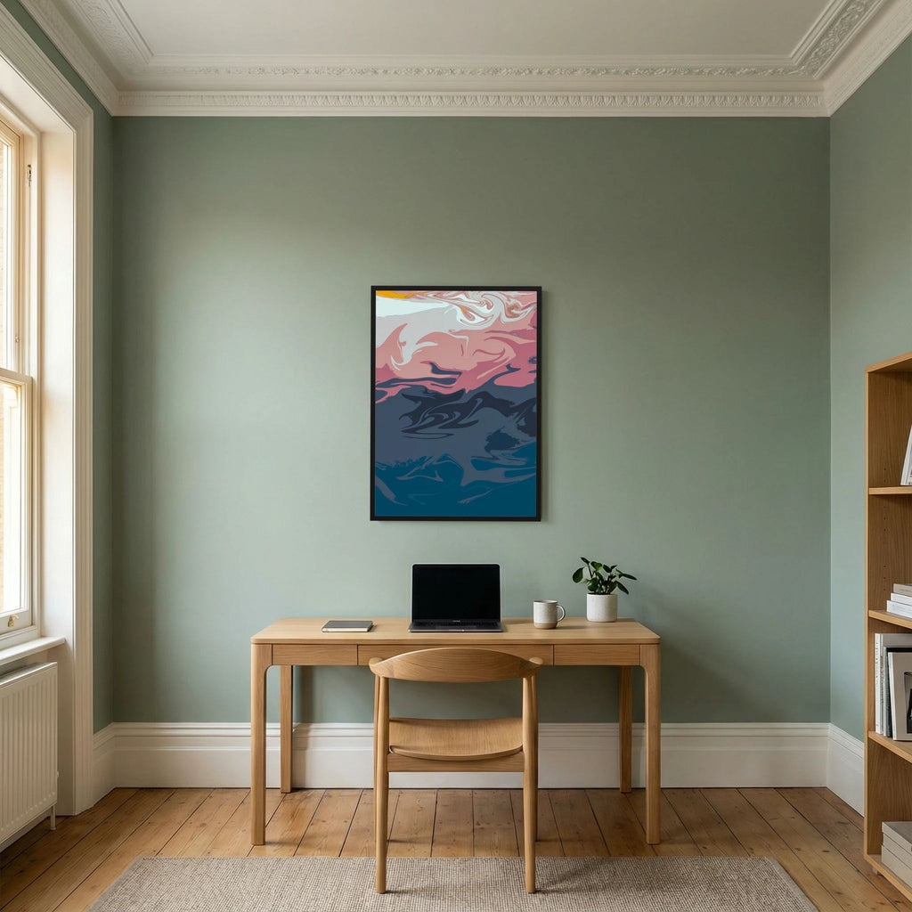 Coral Dusk Abstract Print