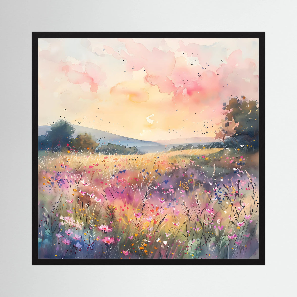 Pastel Pink Watercolour Landscape Print