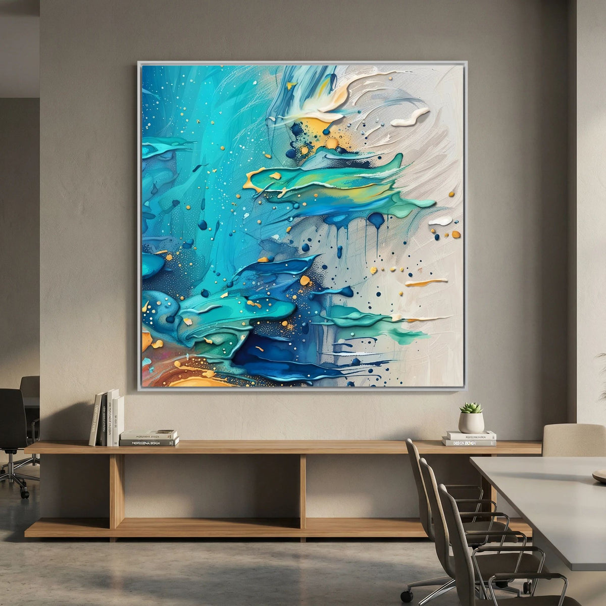Yellow & Blue Paint Vibrant Canvas