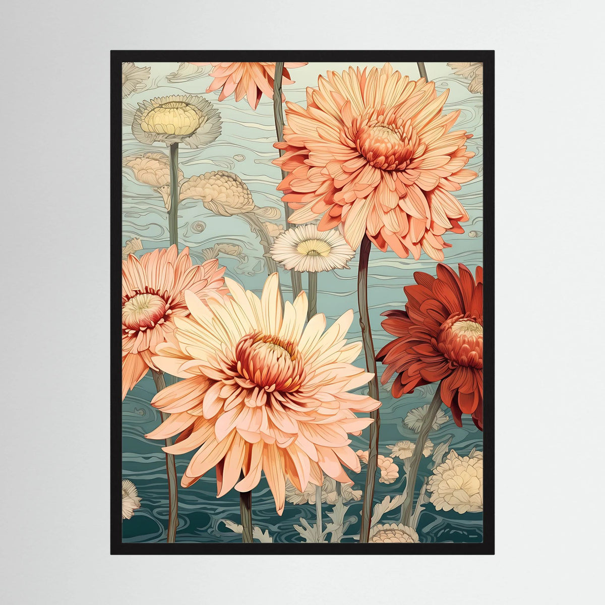 Vintage Chrysanthemum Print