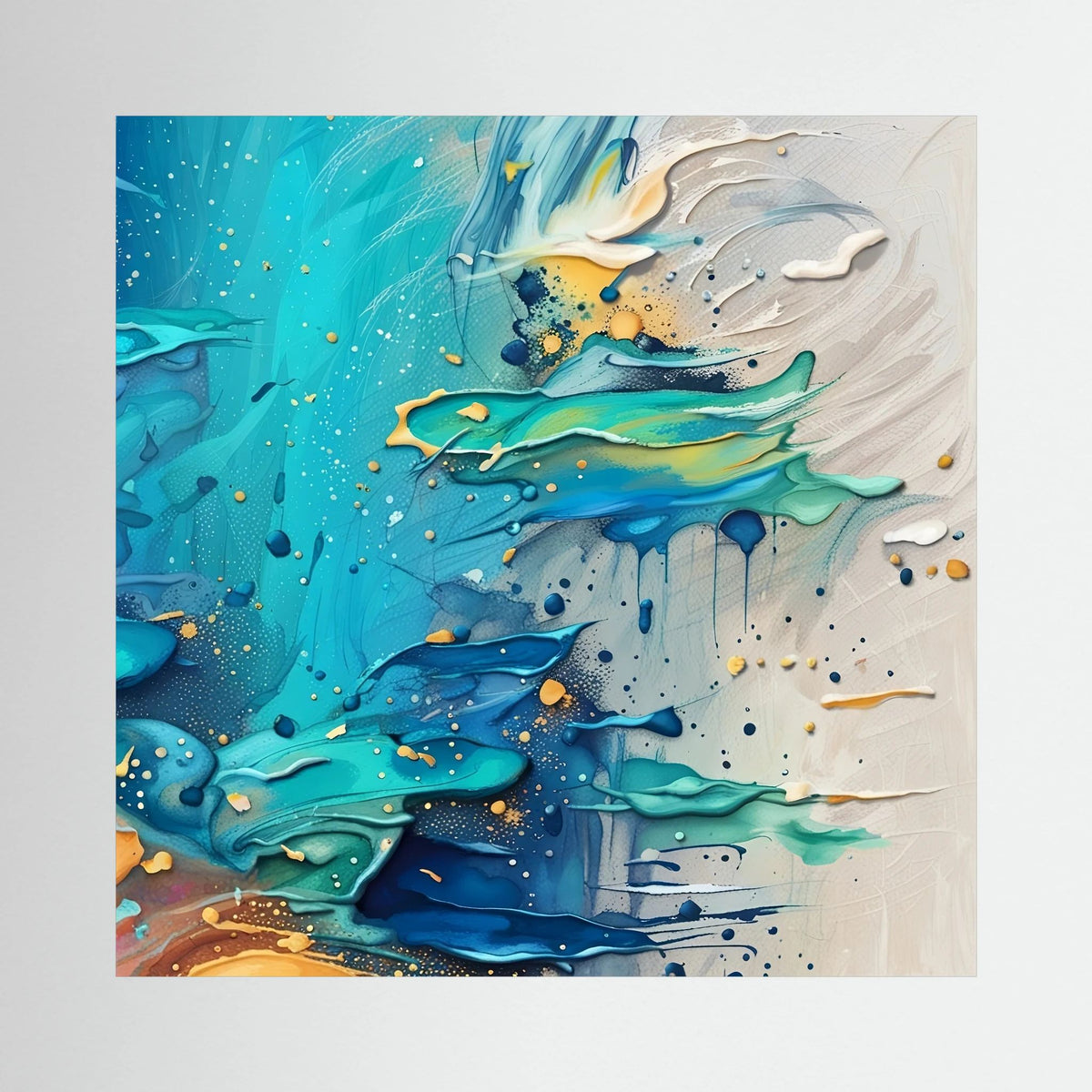 Yellow & Blue Paint Vibrant Canvas