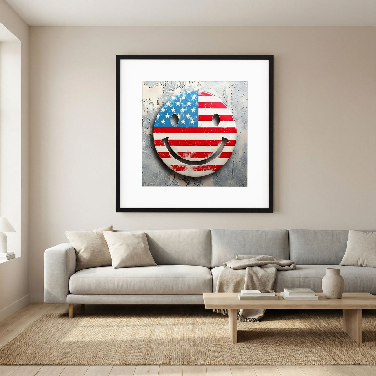 American Flag Smiley Face Print