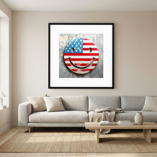 American Flag Smiley Face Print